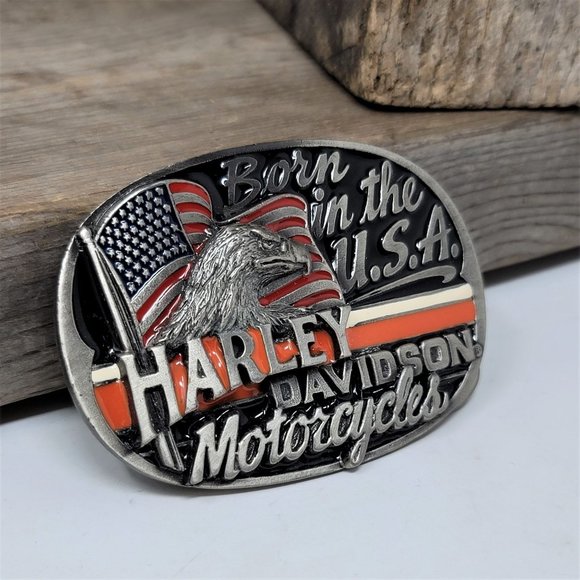 Harley Davidson Belt Buckle Born In USA 1991 Baron - Picture 3 of 7